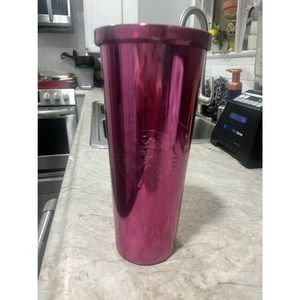 RARE Starbucks 2014 Stainless Steel Berry Pink Venti 24oz Tumbler Scratched